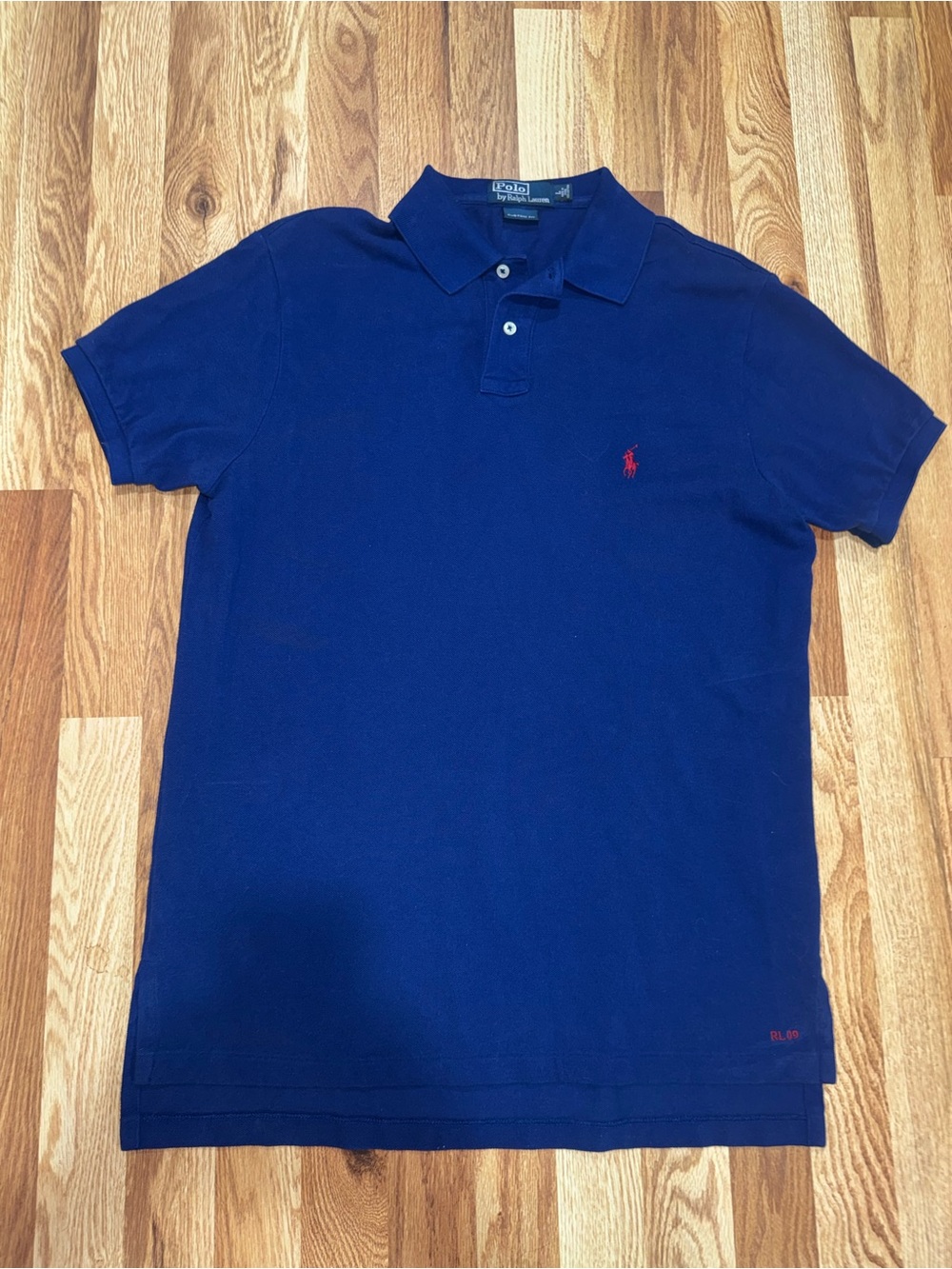 Polo Ralph Lauren Custom Fit Blue Polo Shirt RL09 Red Pony Men’s Large